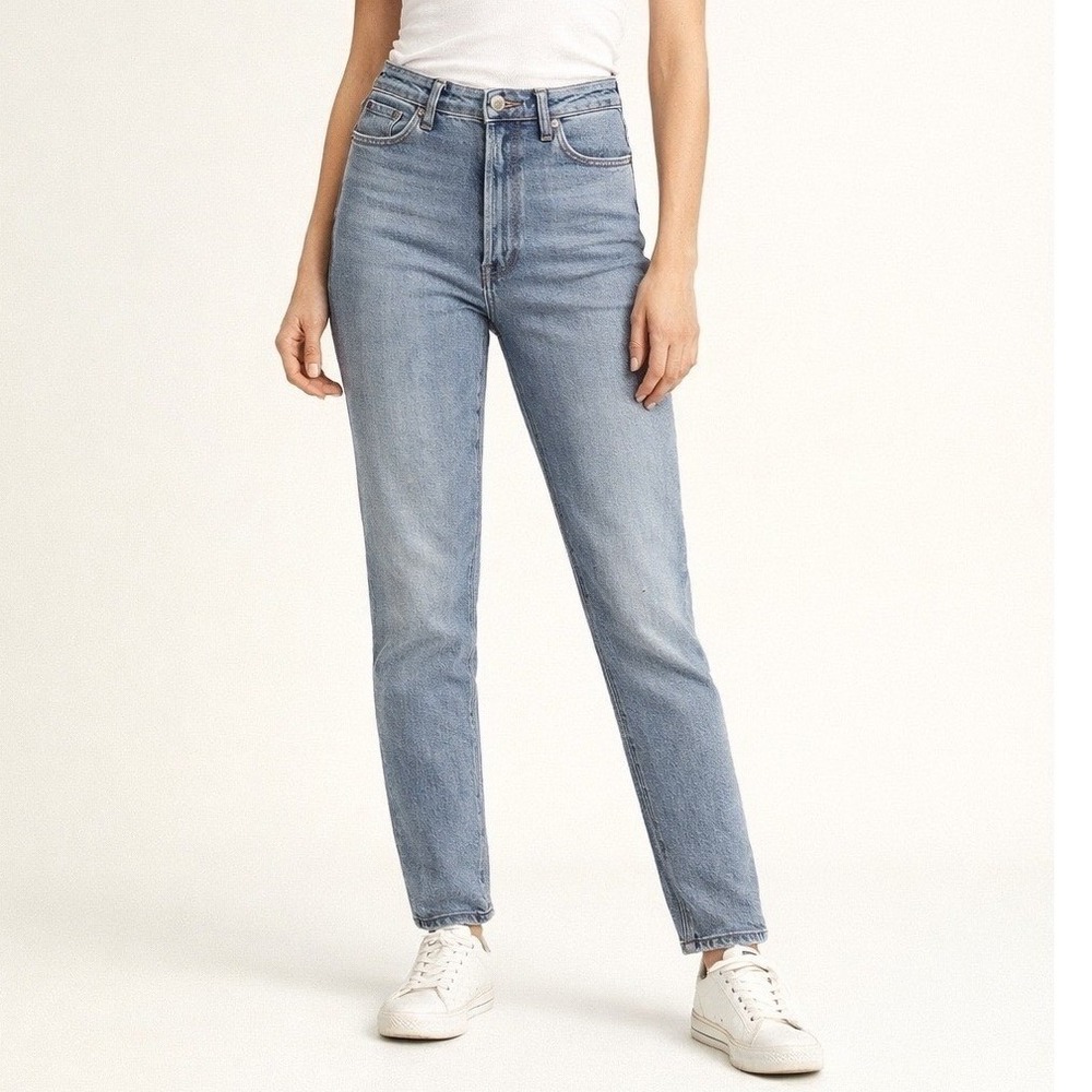 RE/DONE 90s High Rise Ankle Crop Jeans Light Wash Blue Size 31 Stretch Denim